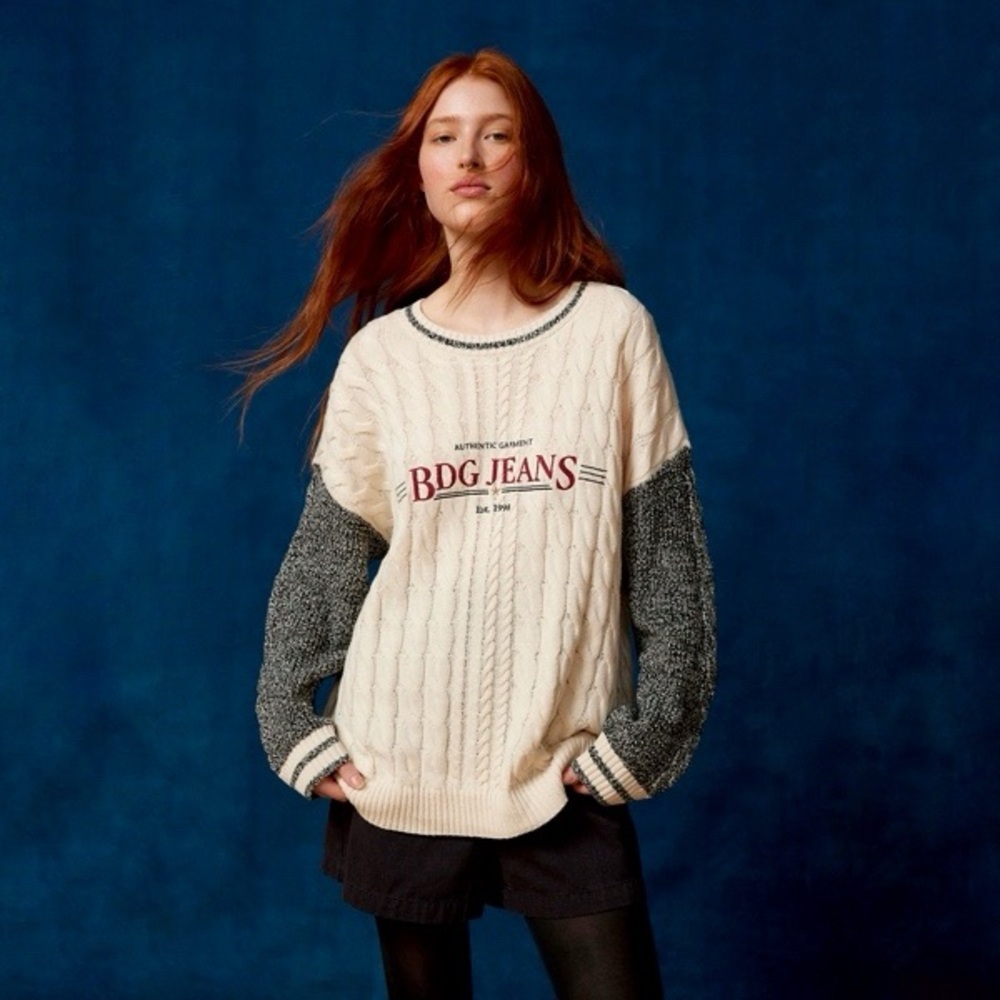 BDG Jeans Cable Knit Spliced Sweater NWT